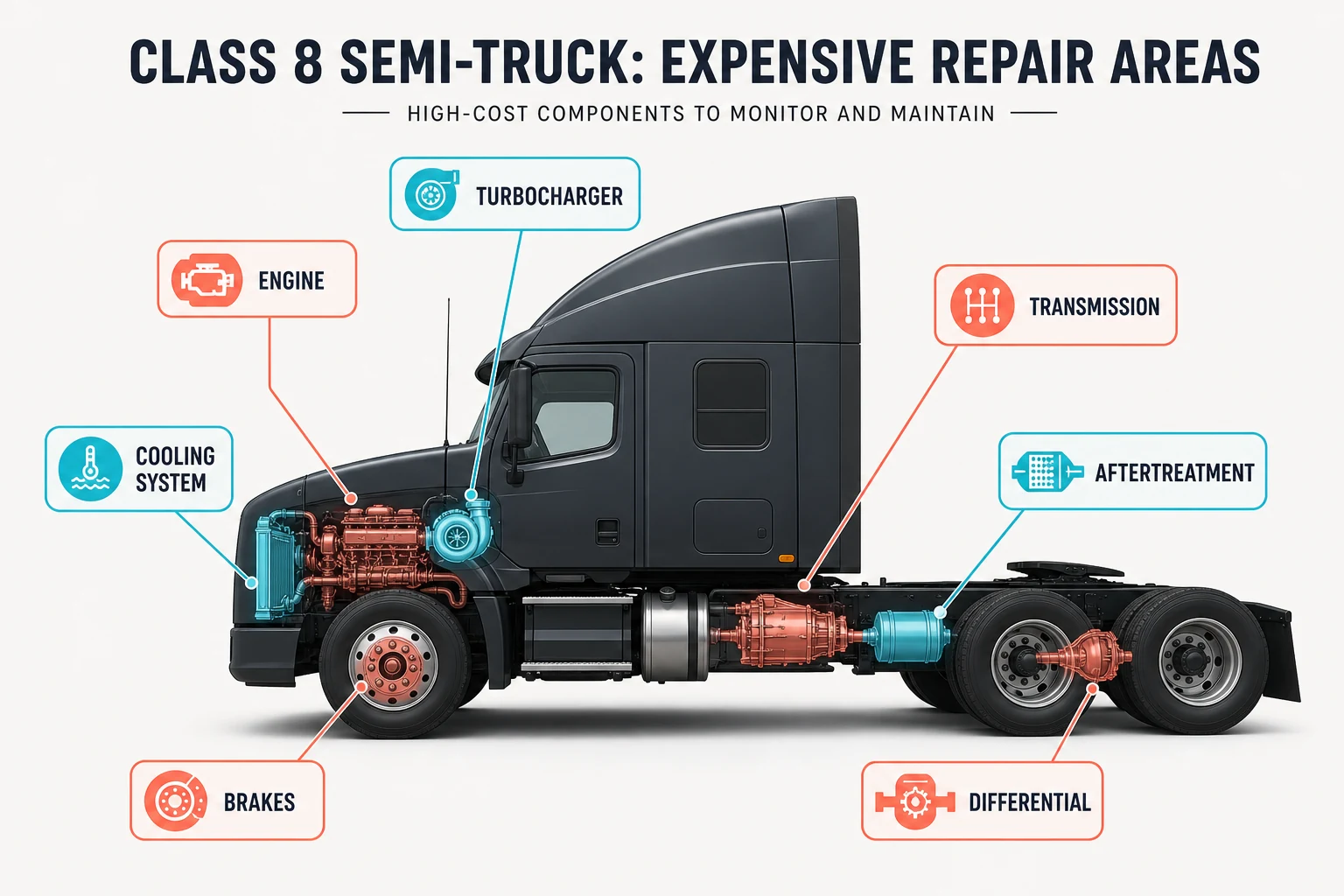 Most expensive semi-truck components to repair or replace.
